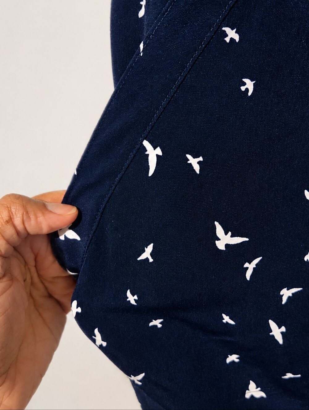GAP Navy Bird Print Sleeveless Utility Midi Dress Large Pockets - Picture 6 of 16